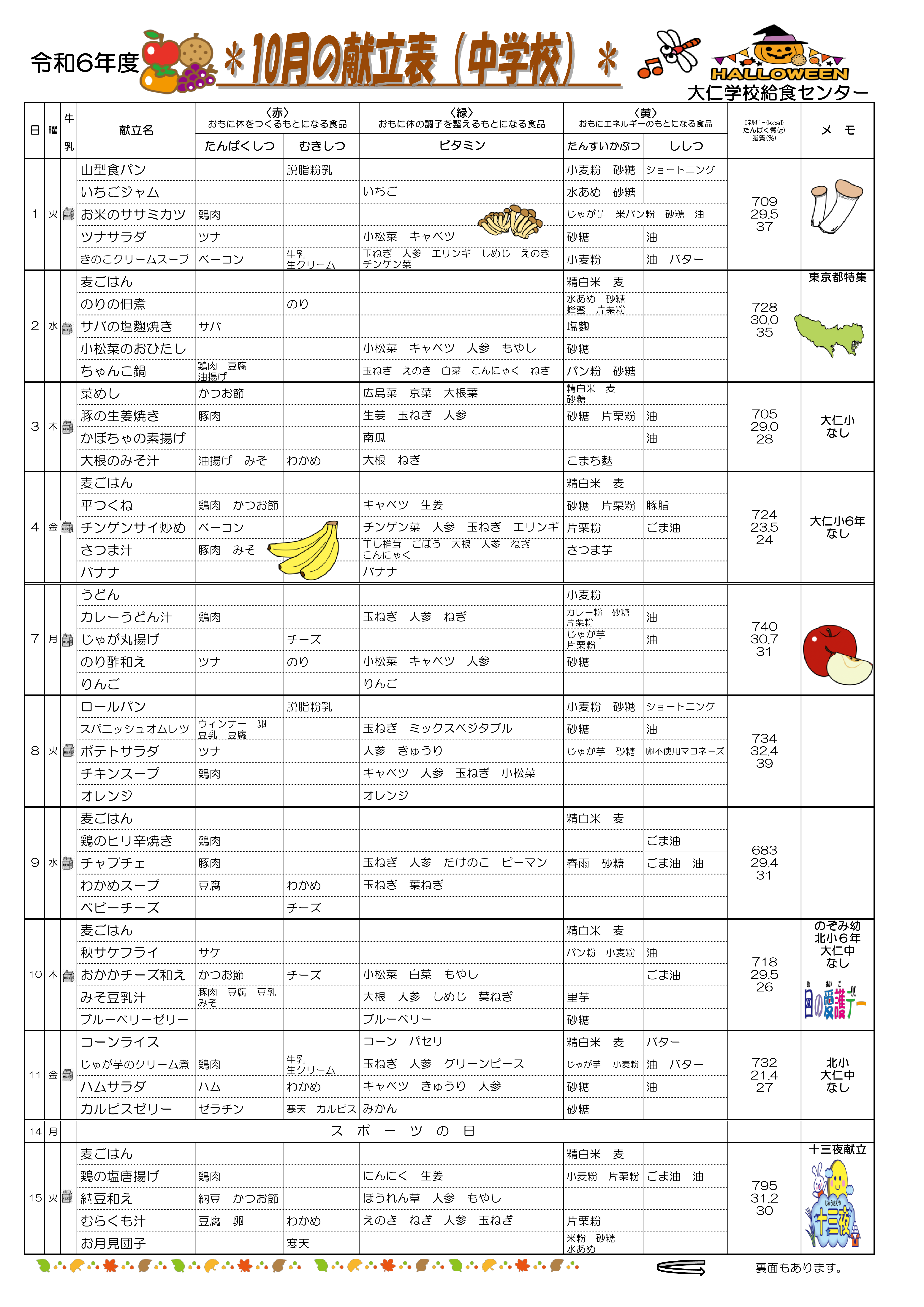 10月献立表(中)++_1